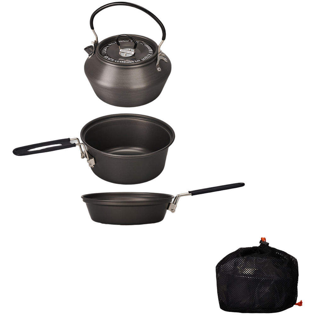 Camping Lightweight Cooking Pot - Lichtgewicht campingkookgerei van aluminiumlegering, 3-delige pot