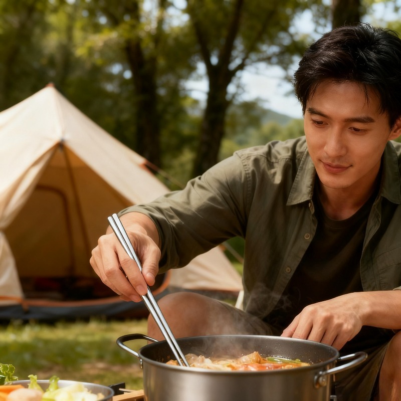 Camping Cooking Noodles - Duurzame draagbare titanium eetstokjes 23,5 cm