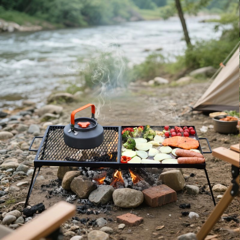 Camping Cooking Over Fire - Draagbare buiten camping kookrooster boven vuurplaats