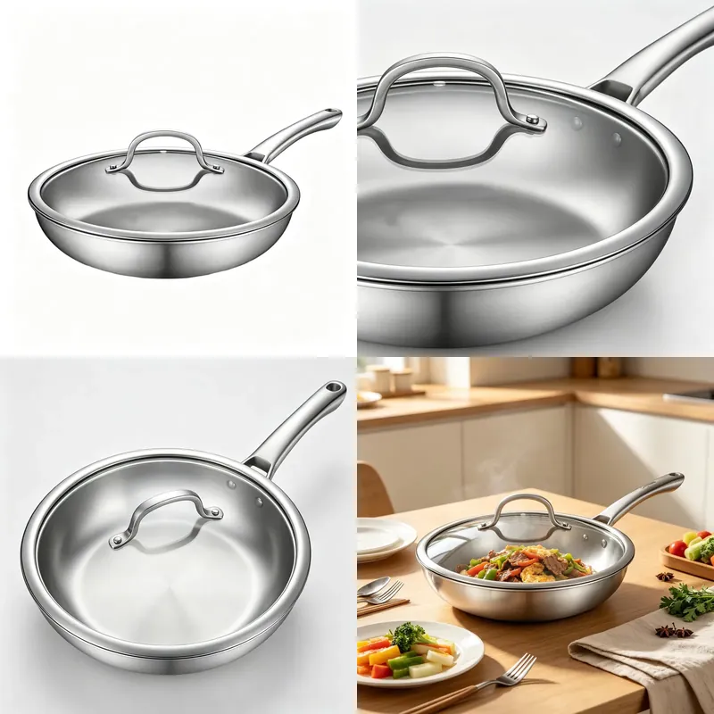 Quality Camping Cooking Set - Heetverkochte drielaagse roestvrijstalen koekenpan, hoogwaardige camping