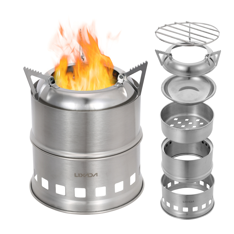 Camping Cooking Grate - Lixada Roestvrijstalen Houtkachel Camping Alcohol Kachel