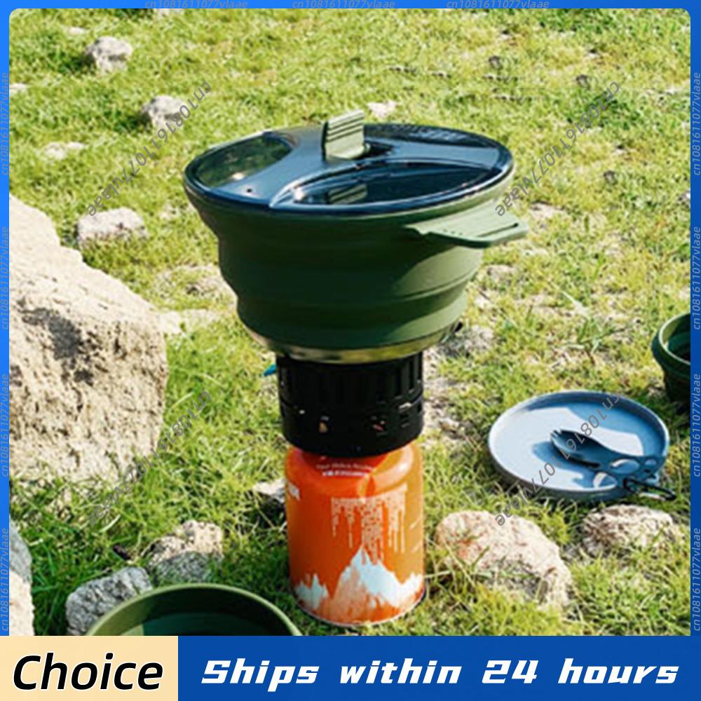 Camping Cooking Open Fire - Opvouwbare draagbare campingkookpot met handvat, open