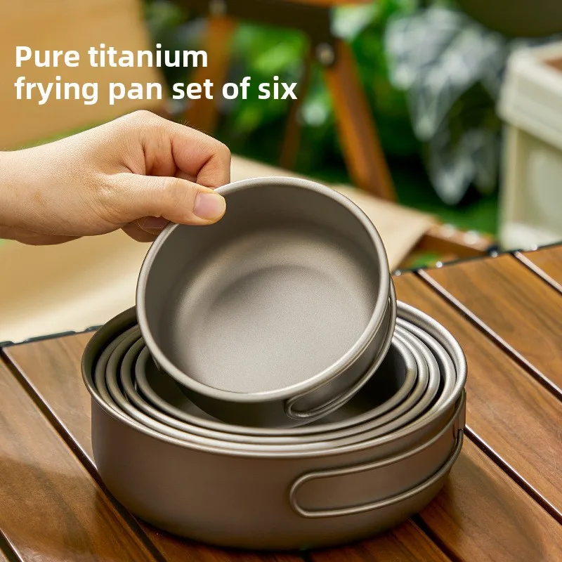 Camping Lightweight Cooking Pot - Titanium Outdoor Pot Set Picknick Camping