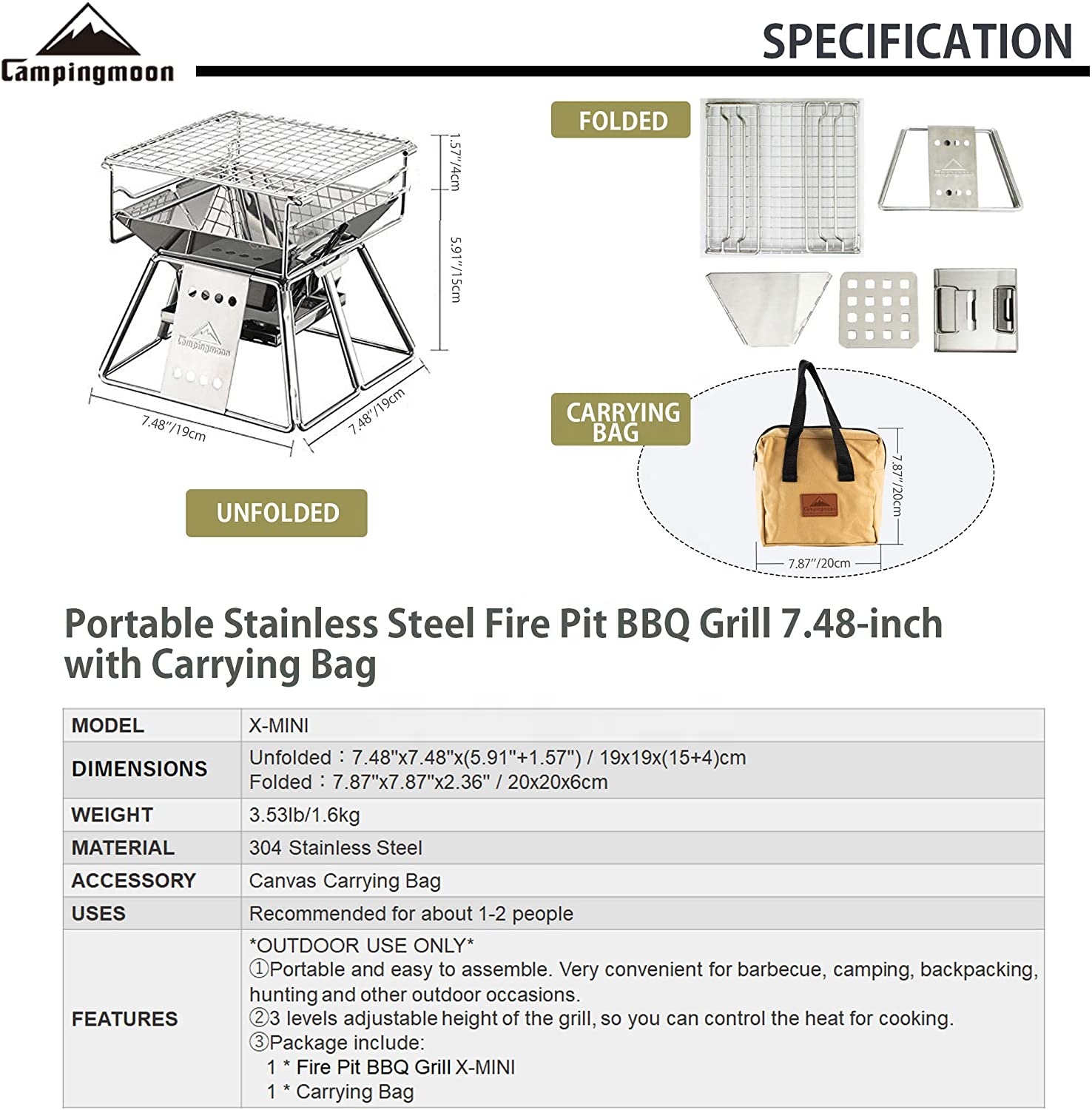 Campingmoon Outdoor Camping Bb - Camping Cooking Grate recensie en prijs