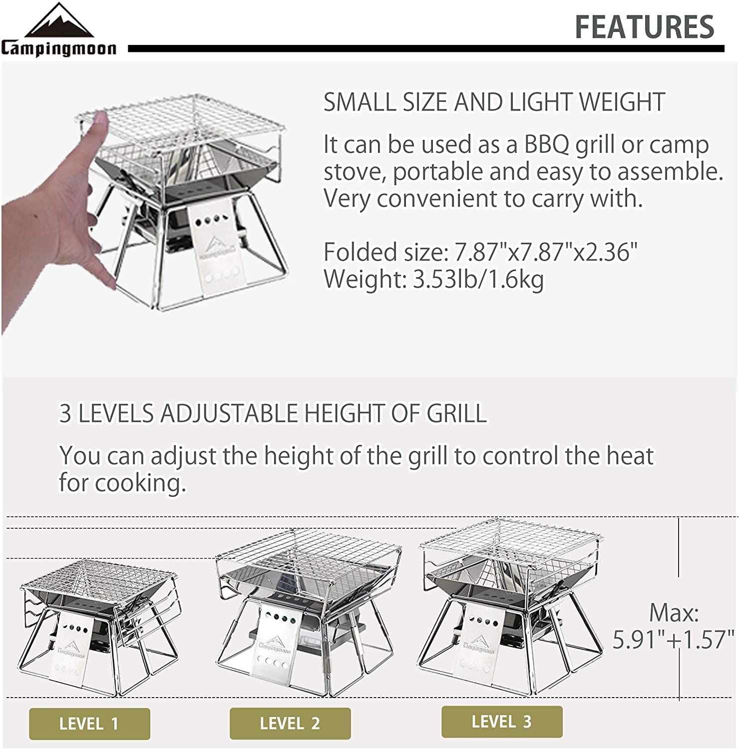 Campingmoon Outdoor Camping Bb - Camping Cooking Grate recensie en prijs
