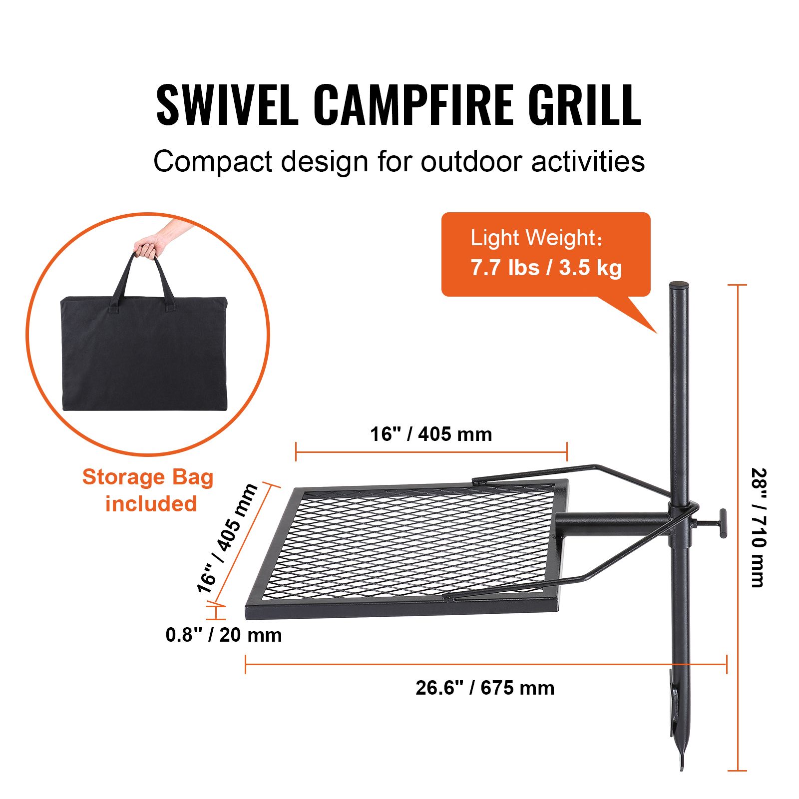 Draaibare kampvuurgrill, grill - Camping Cooking Over Fire recensie en prijs